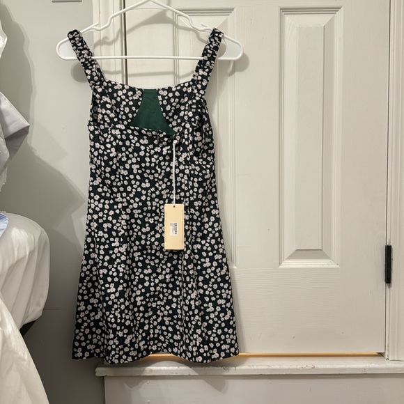 Floral green summer mini dress - Picture 3 of 5